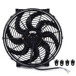 12v Electric fan Radiator Cooling Fan car, 14in Universal Electric Radiator Cooling Fan Mounting Kit 12V 90W Slim Fan Push Pull