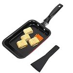 Tamagoyaki Japanese Omelette Pan/Egg Pan,Frying Pan with Silicone Spatula, Rectangular Japanese Style Aluminum Alloy Non-Stick Frying Pan for Pancake, Crepes, Omelette,7.1 x 4.9 x 0.8inch