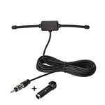 Superbat Universal Car Stereo AM FM Dipole Antenna,Hidden Adhesive Mount Radio Aerial +DIN Socket to ISO Adapter for Vehicle Truck SUV Radio Stereo Head Unit Receiver Tuner etc.