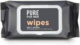 Pure for Men Flushable Wipes | Helps Eliminates Odor, 100% Biodegradable, Paraben & Alcohol Free | Vitamin E, Micellar & Aloe Vera | 48 Count