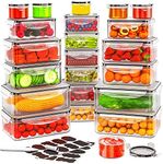 44 PCS Large Plastic Food Storage Container Set with Airtight Lid(22 Lids &22 Containers) Leakproof Food Container Reusable Kitchen Storage Organization- Freezer Safe BPA Free(22 pcs)