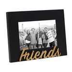 Isaac Jacobs Black Wood Sentiments ?Friends? Picture Frame, 4x6 inch, Photo Gift for Friend, Display on Tabletop, Desk (Black)