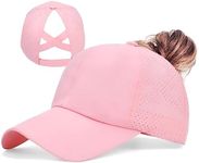 ZTL Women's High Ponytail Baseball Cap Performance Running Hat Quick Dry Mesh Sports Cap Unstructured Dad Trucker Hats, Quick Drying Mesh - Pink, One Size