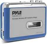 Pyle Cassette Player Bluetooth with Earphone - Tape Player Bluetooth Output to Headphone/Speaker - Includes Earphones - Bluetooth Walkman Cassette Player w/Lid Switcher, AUX Port