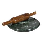 Terosa Oasis Green Chakla Belan/Polpat/Rolling Board & Pin Set - Std - 9" Marble