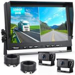 eRapta 10" Wired Reversing Camera Kit, 10inch 1080P HD Monitor+ Dual Cameras, IP69 Waterproof front/Rear View Camera for Truck/Trailer/Box Truck/RV, Loop Record, Parking Lines