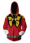 WANHONGYUE Anime Mobile Suit Gundam 3D Print Hoodie Jacket Mens Full-Zip Hooded Sweatshirt Coat Hoody Jumpers 672/7 M