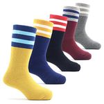 Boys Thick Fleece Socks Kids Winter Warm Thermal Crew Seamless Socks 5 Pack 3T/4T/5T