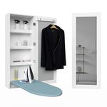 Facilehome Ironing Board Cabinet Wall Mounted Storage Cabinet Foldable with Mirror,White