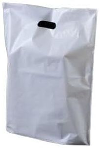 Strong Carrier Bags: 100 Premium Quality - White Plastic Heavy Duty Patch Handle Plastic Bags for Fashion, Party, Boutique, Shopping - Sabco (15 x 18 x 3")