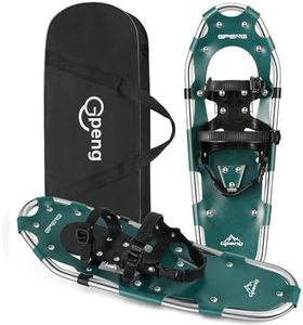 Upgraded Snowshoes with Crampon Protector for Men Women Youth Kids, Lightweight Aluminum Alloy Terrain Snow Shoes with Adjustable Ratchet Bindings with Carrying Tote Bag, Blackgreen, 25"