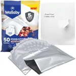 50x Wallaby 1-Pint Mylar Bag Bundle - (5 Mil - 6" x 8") Mylar Bags + 50x Labels - Heat Sealable, Food Safe, & Reliable Long Term Food Storage Solutions - Silver