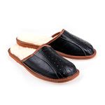 Men`s handmade Warmed Leather Slippers 100% Natural Leather Size UK 6,7,8,9,10,11,12 (UK 6 / EU 40)