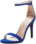 DREAM PAIRS Women's High Heels Flower Ankle Strap Stilettos Round Open Toe Dressy Sexy Sandals,Size 7,Royal/Blue,Karrie