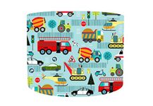 Blue Transport Lampshade Kids, Choice of 20cm, 25cm, 30cm 35cm Diameter, Blue Car Lampshade For Boys Bedroom, Vehicle Themed Bedroom Lightshade, Tractor Light Shade, Blue Cars Lampshade For Bedroom