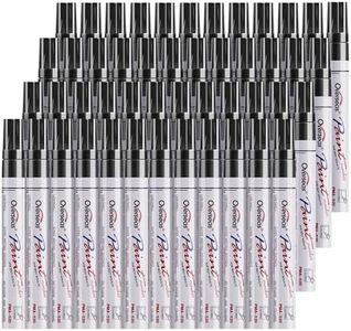Overseas 48 Black Paint Pens Markers, Oil Based Permanent Markers Set - Quick Drying, Waterproof, Fade-Resistant, Medium Tip Paint Pens for Wood, Metal, Rock, Ceramic, Plastic, Canvas, Glass, Rubber