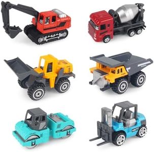 Joyfia Construction Vehicles Toys, 6 Mini Engineering Car Toys Set for Boys Girls Toddlers Birthday Gifts Age 3+, Kids Bulldozer Excavator Forklift Toys Cake Decorations Party Favors