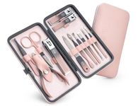 Beauté Secrets Nail Cutter Set 12 Pcs Nail Clipper Set with Nail Filer for Men & Women, Manicure Pedicure Kit for Thick Toenails & Fingernails, Manicure kit, Premium Pink