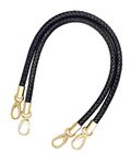 Tycoonest 1 Pair Replacement Bag Strap Braided Handle Purse Shoulder Strap, PU Leather Strap with Metal Hook, Universal DIY Handbag Accessories for Bag Making, 60cm/23.6inch, Black