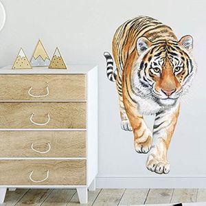 3D Tiger Wall Decor Lifelike Animal Decals Wallpaper Self-Adhesive Waterproof Cute Lovely Art Mural for Nursery Living Room Bedroom Decoration