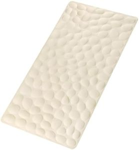 HAZALUTY Non-Slip Rubber Bathtub Mat for Bathroom, Soft Rubber Shower Mat with Strong Suction Cups, Mildew Resistant Bathmat with Pebbled Bubbles, Beige（40 × 80CM）