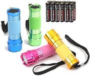 Everbrite 4-Pack Mini LED Aluminum Flashlight Party Favors Colors Assorted with Handle Glow in Dark