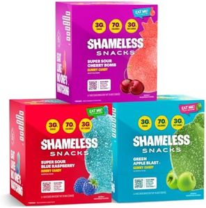 Shameless Snacks Sour Flavors Bundle Healthy Low Carb Keto Gummies Cherry Bomb, Blue Raspberry and Green Apple