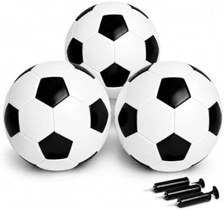 Soccer Balls Size 4 with Pumps - Set of 3 Soccers and 3 Pumps - Official Size and Weight - Classic Indoor Outdoor Soccers Safe Soft Cover and Long-Lasting Performance