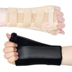 Actesso Wrist Thumb Support - Brace with metal Splint - Ideal for thumb injuries, Scaphoid Fractures and Sprains [Select your size] (Beige, Small Right)