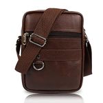 iChief Stylish PU Leather Sling Cross Body Travel Office Business Messenger One Side Shoulder Bag for Men Women (Brown)