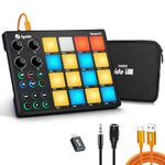 Synido TempoPAD USB MIDI Pad Controller with 16 RGB Beat Pad, Ultra-portable Mini Beat Maker Machine, Pad Controller with Backlit Drum Pad, Midi Pad for Beginner Music Production, Black