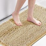 H.VERSAILTEX Microfiber Bath Rugs Chenille Floor Mat Ultra Soft Washable Bathroom Dry Fast Water Absorbent Bedroom Area Rugs, 24 x 42 - Inch, Beige