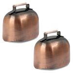 2PCS Retro Style Grazing Metal Bells, Large 2.36×1.65×1.97in/6×4.2×5cm Anti-Lost Cattle Farm Animal Loud Bronze Bell, Iron Bells Metal Cow Bell for Cow Horse Sheep Dogs Cats Pets