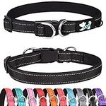 Haoyueer Padded Dog Collar Reflective Dog Collars for Small Medium Large Dogs Comfortable Soft Neoprene Adjustable Basic Dog Collars (S, Black)