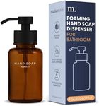 MaisoNovo Glass Foaming Hand Soap Dispenser 14 Oz | Amber Foaming Soap Dispenser Black Pump x 1 w/Labels