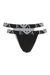 Emporio Armani Men's (Vuoto) Bold Monogram 2pack Jockstrap, Stone/Black, XL (Pack of 2)