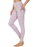 Dragon Fit High Waist Yoga Leggings with 3 Pockets Tummy Control Workout Running Yoga Pants for Women Light Purple