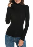 Womens Mock Turtleneck Long Sleeve Stretch Fitted Underscrubs Layer Tee Tops Black