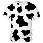 Lurhonp Men Women 3D Cow Print Funny Short Sleeve Tshirts Fashion Crewneck T-Shirts, Color2, Large