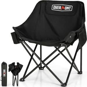 Overmont Pre-Assembled Portable Folding Camping Chair - Lightweight Camp Chair with Side Pocket, Foldable Chair for Outdoor Hiking Beach Travel with Carrying Bag, Supports up to 300LBs 1pack