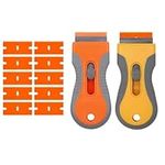 2Pcs Scraper Tool Set with 20 Spare Replacement Metal and Plastic Blades Scraper Sticker Remover Tool Window Scraper Tool for Cleaning Ceramic Hobs Glass Oven Door Windows