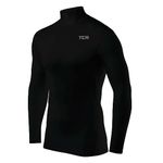 TCA Men's HyperFusion Compression Base Layer Top Long Sleeve Under Shirt - Mock Neck - Black Mock, S