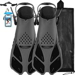Delavala Swim Fins Open Heel, Adjustable Snorkel Fins Diving Fins with Mesh Bag, Snorkeling Gear Flippers Travel Size Short Flippers for Lap Swimming Scuba Dive Adult Men Women Kids