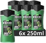 Axe 3-in-1 Shower Gel & Shampoo Anti-Hangover for Long-Lasting Freshness and Fragrance After the Shower Men's Shower Gel Dermatologically Tested 6 x 250 ml