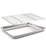 Baking Sheet with Rack Set (1 Sheet + 1 Rack), HaWare Stainless Steel Cookie Sheet for Oven Baking, 16”x12��” Baking Pan Tray with Cooling Rack, Non Toxic & Heavy Duty, Dishwasher Safe