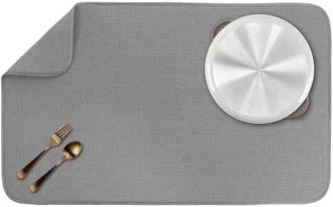 S&T INC. Dish Drying Mat, 18" x 30", Jumbo, Grey