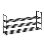 SONGMICS Shoe Rack, 3 Tier Shoe Organizer, Metal Shoe Storage Shelf for 18 Pairs of Shoes, Easy to Assemble, Entryway, Black ULSA033B01