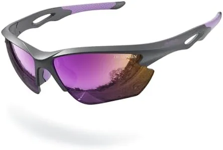 DEAFRAIN Polarized Sports Sunglasses for Men Women Baseball Cycling Running Fishing Golf Softball Purple Glasses TR90 Unbreakable Frame UV Protection