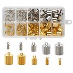 PandaHall 170pcs Brass Tube Cord End Platinum & Golden End Caps Terminators for Tassel Bracelet Jewelry Making