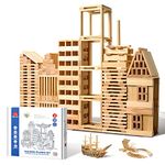 Solid Wooden Building Blocks Set,Classic Building Toys for Kids Ages 3+ years Old,Gift for Boy or Girl(100 Pieces)